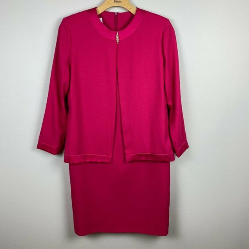 Vintage‎ Henry Lee Dress 12 Pink Layered Look Blazer Long Sleeve Union Label Vtg